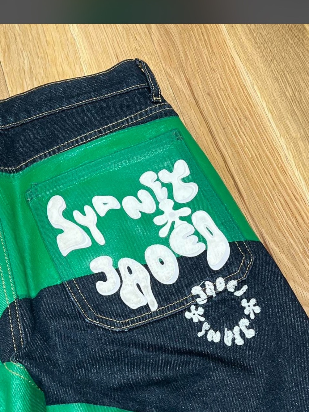Jaded London Green and Black Patchwork Boyfriend Jeans - Picture 5 of 7